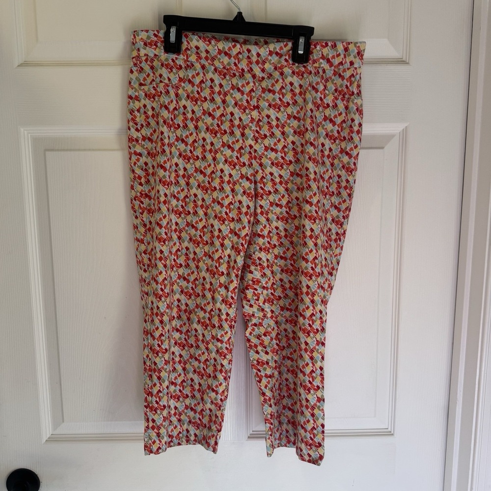 Slim-Sation by Multiples Womens Bright Capri‎ Pants Sz 16 Women's Argyle diamond